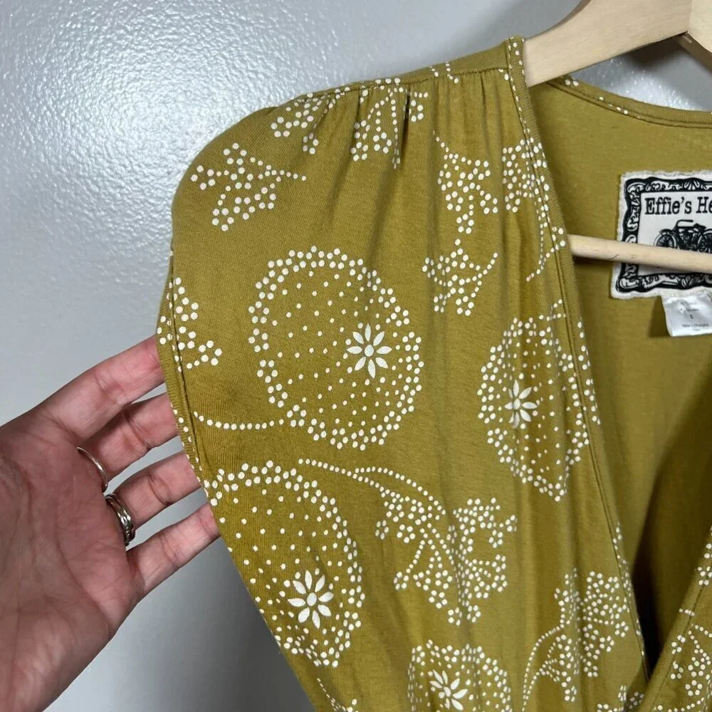 Effie's Heart Theresa Wrap Dress Size Small Green Floral Retro Knee Length - Picture 4 of 9